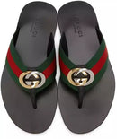 GUCCI Red & Green Kika Thong Sandals