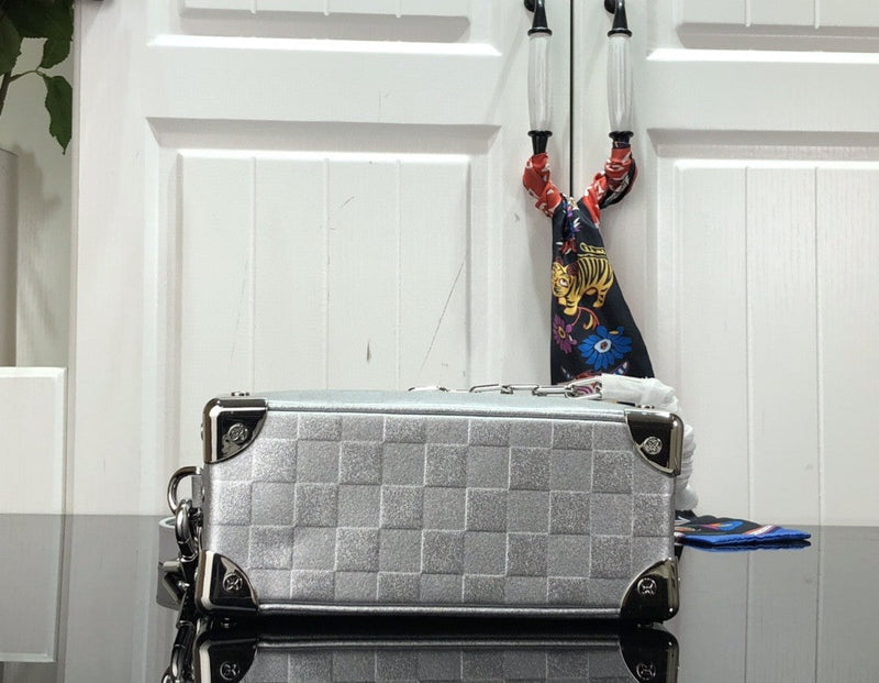 Lv Mini Soft Trunk Glitter Silver
