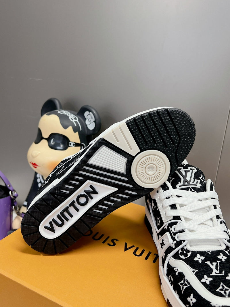 Lv Trainer Black Monogram Textile