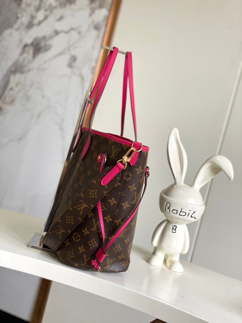 Lv Neverfull Bandoulière Inside Out MM Pondichery Pink
