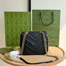 Gucci GG Marmont Mini Shoulder Bag Matelasse Chevron Black