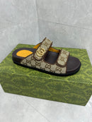 Sandalia GUCCI GG Slider com Double Bege Black