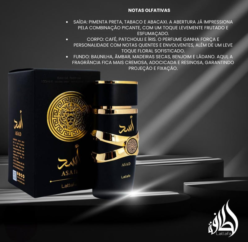Perfume Árabe Asad Original, Fragrância Oriental Importado, Eau de Parfum 100ml