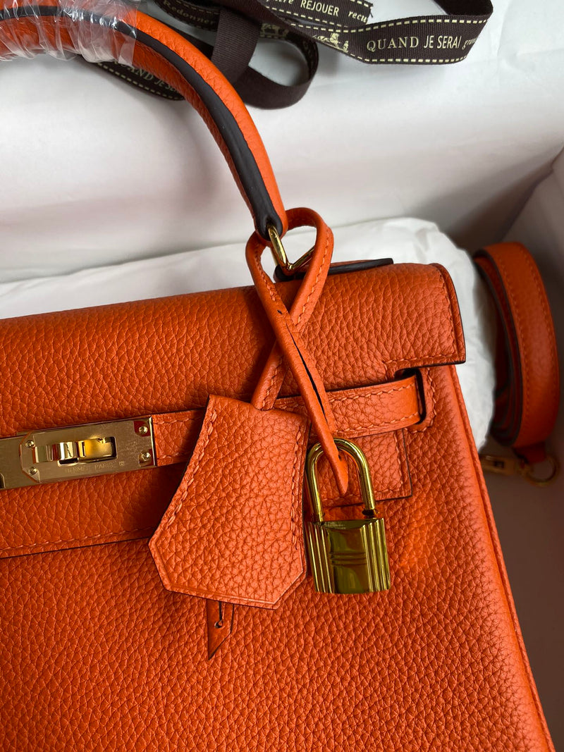 Bolsa Hermes Kelly Orange 25cm