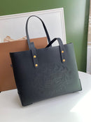 Burberry Embossed Crest Leather Tote Black