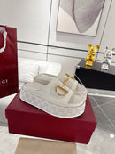 Chinelo Gucci Big D Half Horseclip Thick Bottom Branco