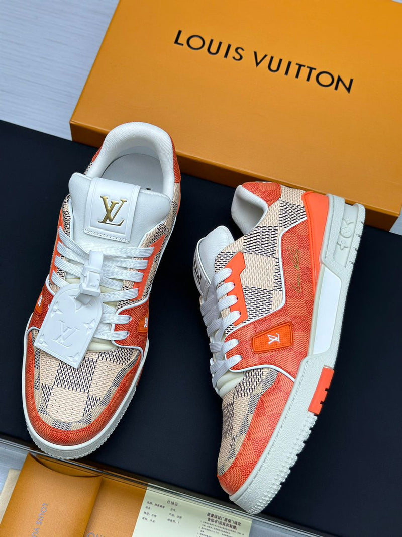 Lv Trainer Damier White Orange