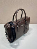 Prada Saffiano Leather Briefcase Brown