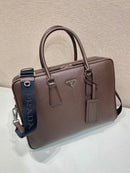 Prada Saffiano Leather Briefcase Brown
