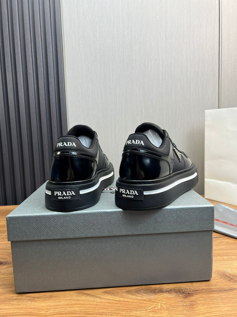 Prada Downtown Leather Sneakers Black