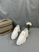 Prada Brushed Leather Monolith Loafers White