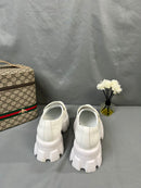 Prada Brushed Leather Monolith Loafers White