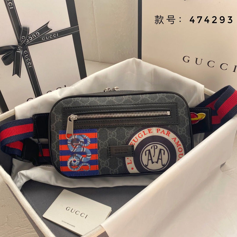 Gucci Black GG Supreme Night Courrier Belt Bag
