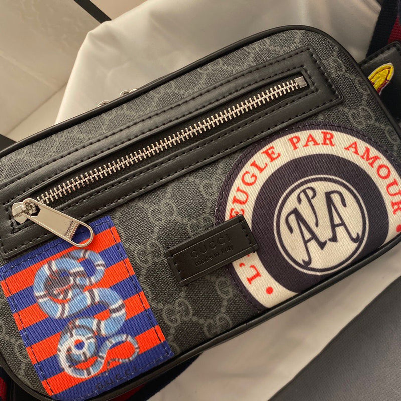 Gucci Black GG Supreme Night Courrier Belt Bag