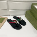Gucci Web Thong Sandal Black Leather