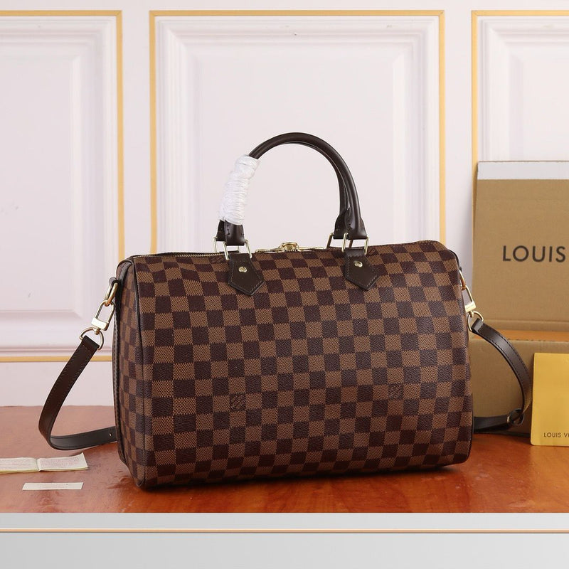 Lv Speedy Bandoulière Damier Ébène