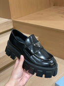 Prada Brushed Leather Monolith Loafers