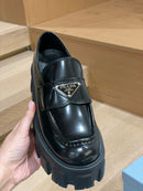 Prada Brushed Leather Monolith Loafers
