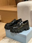 Prada Brushed Leather Monolith Loafers