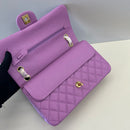 Caviar Quilted Small Double Flap Purple