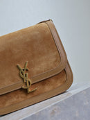 Saint Laurent Suede Smooth Calfskin Monogram Medium Solferino Cinnamon