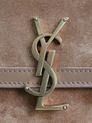 Saint Laurent Suede Smooth Calfskin Monogram Medium Solferino Cinnamon