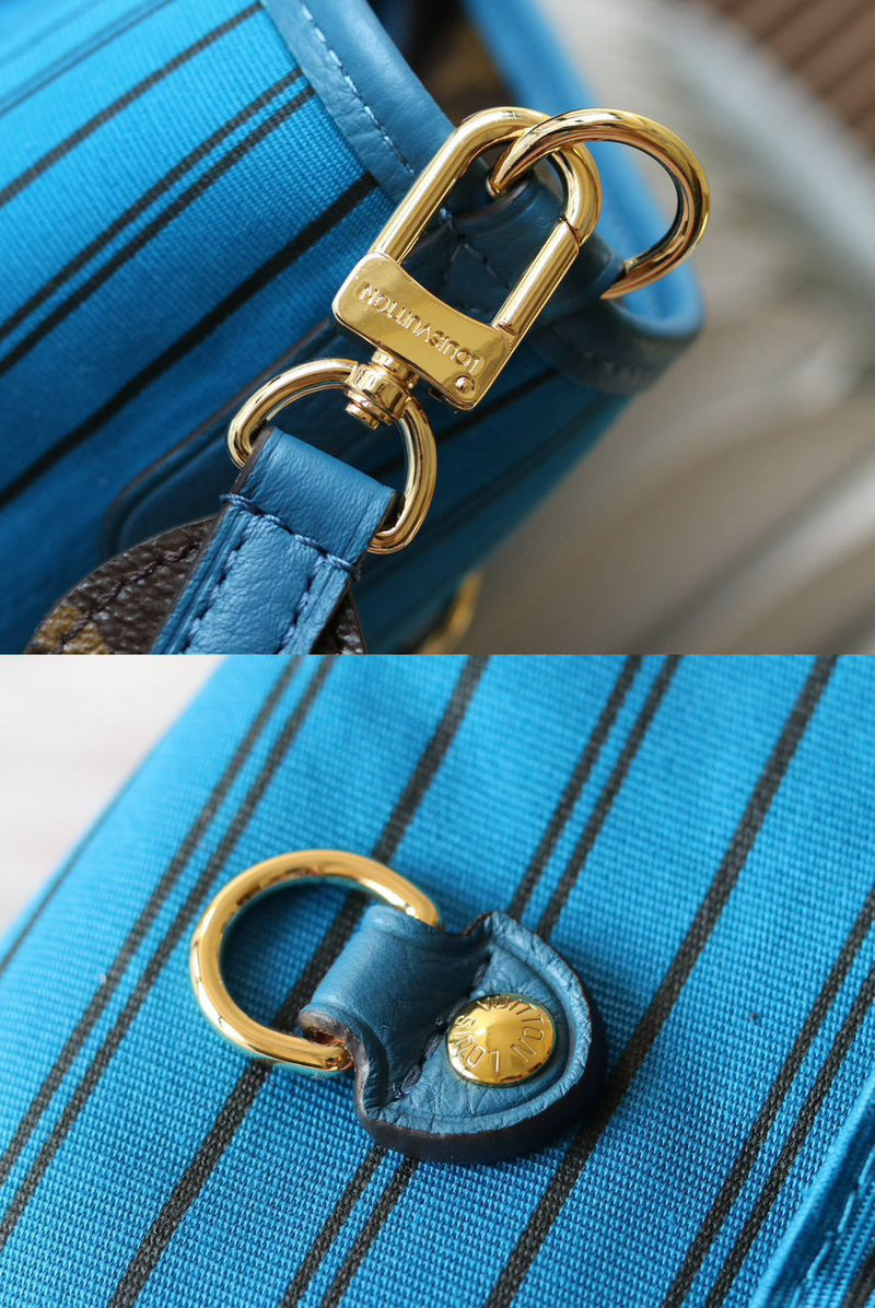 Lv Neverfull Bandoulière Inside Out MM Gaston Blue