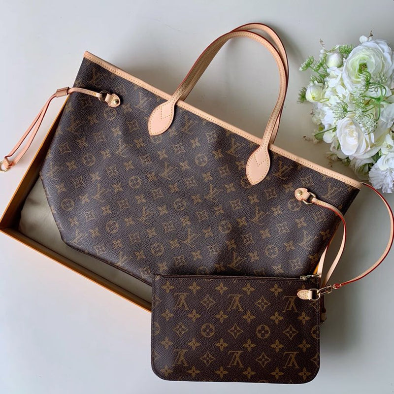 Lv Neverfull Inside Out MM Brown and Beige