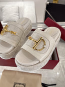 Chinelo Gucci Big D Half Horseclip Thick Bottom Branco