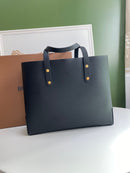 Burberry Embossed Crest Leather Tote Black
