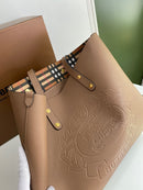 Burberry Embossed Crest Leather Tote
