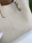 Burberry Embossed Crest Leather Tote