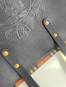 Burberry Embossed Crest Leather Tote Black