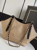 CHANEL Canvas com Efeito em Ráfia