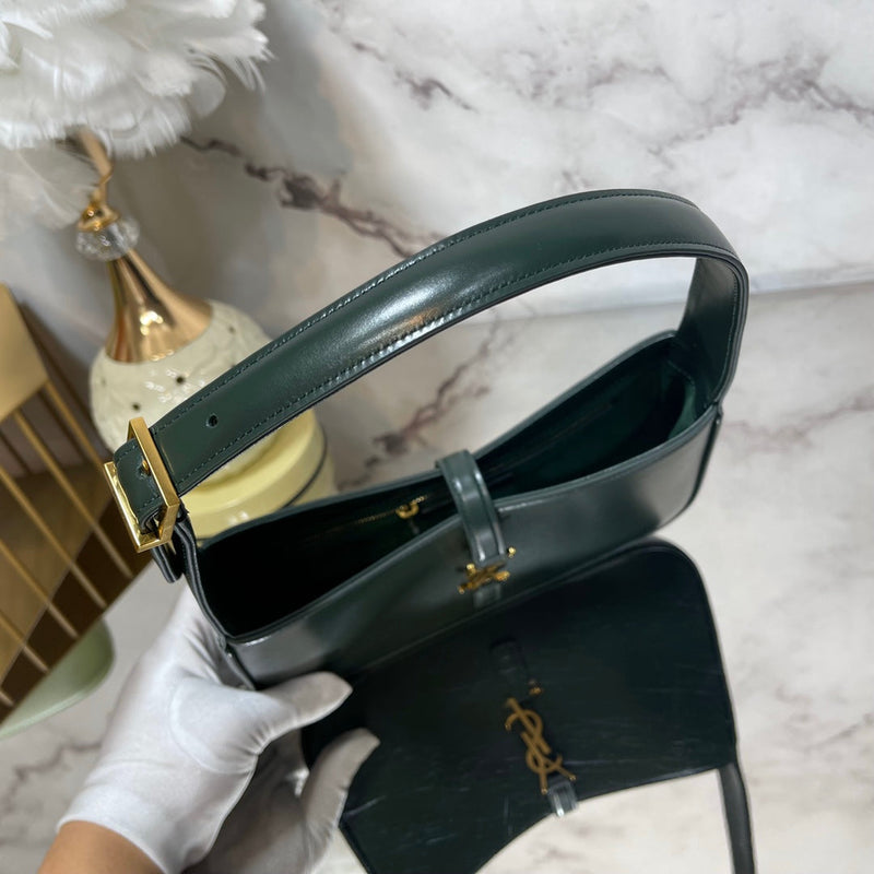 Yves Saint Laurent Mini Le 5 to 7 Leather Green