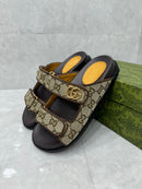 Sandalia GUCCI GG Slider com Double Bege Black