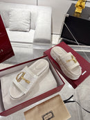 Chinelo Gucci Big D Half Horseclip Thick Bottom Branco