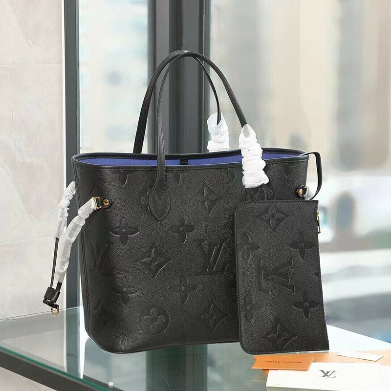 Lv Neverfull MM Empreinte Leather Black