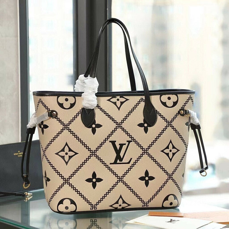 Lv Neverfull MM Monogram Empriente Cream/Black