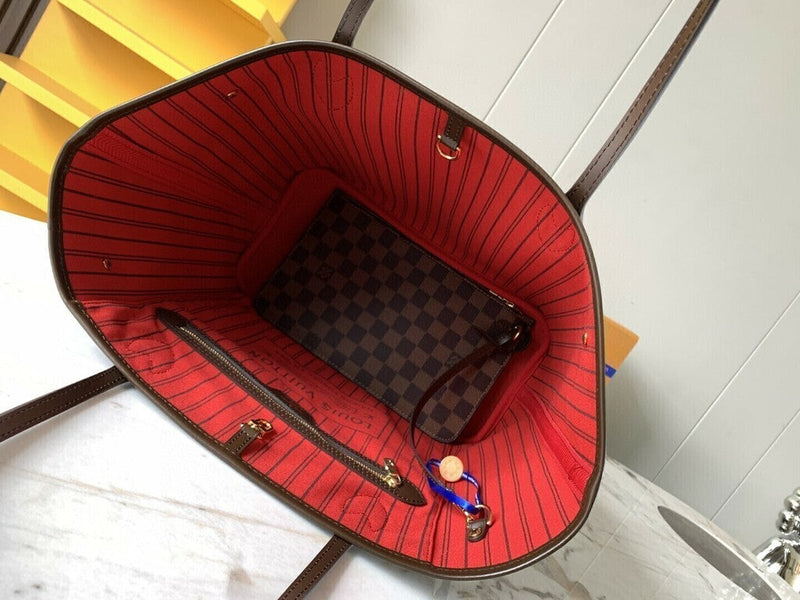 Lv Neverfull Inside Out MM  Brown and Red