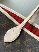 Lv Neverfull Inside Out MM  Beige and Red
