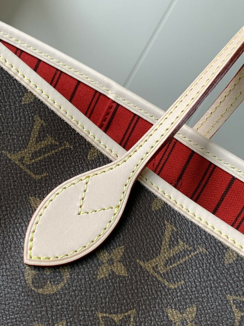 Lv Neverfull Inside Out MM  Beige and Red