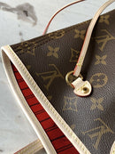 Lv Neverfull Inside Out MM  Beige and Red