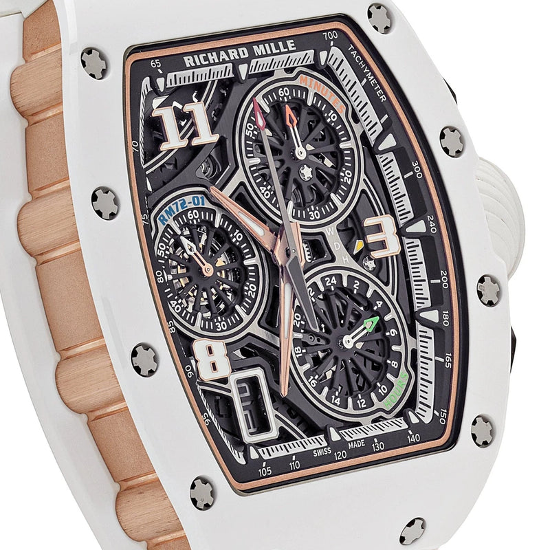Cronógrafo interno Richard Mille RM 72-01 estilo de vida cerâmica branca-