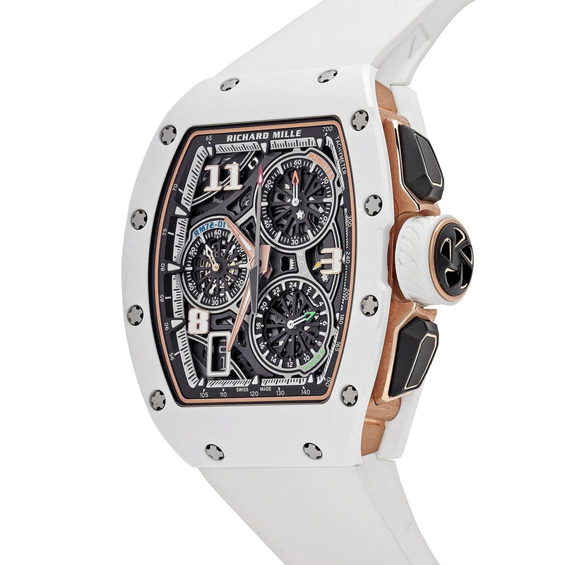 Cronógrafo interno Richard Mille RM 72-01 estilo de vida cerâmica branca-