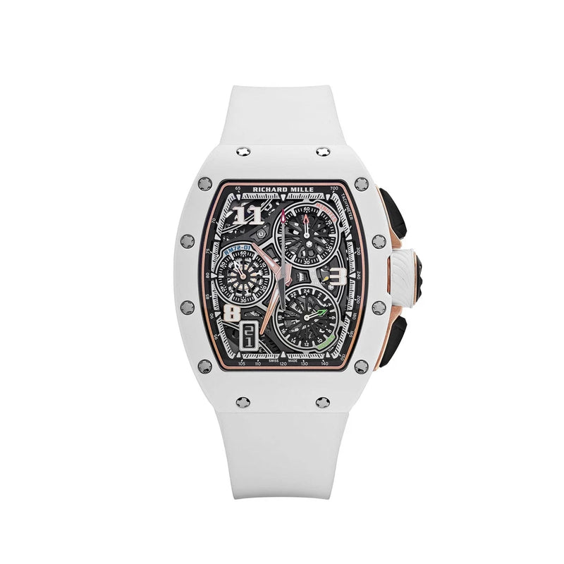 Cronógrafo interno Richard Mille RM 72-01 estilo de vida cerâmica branca-