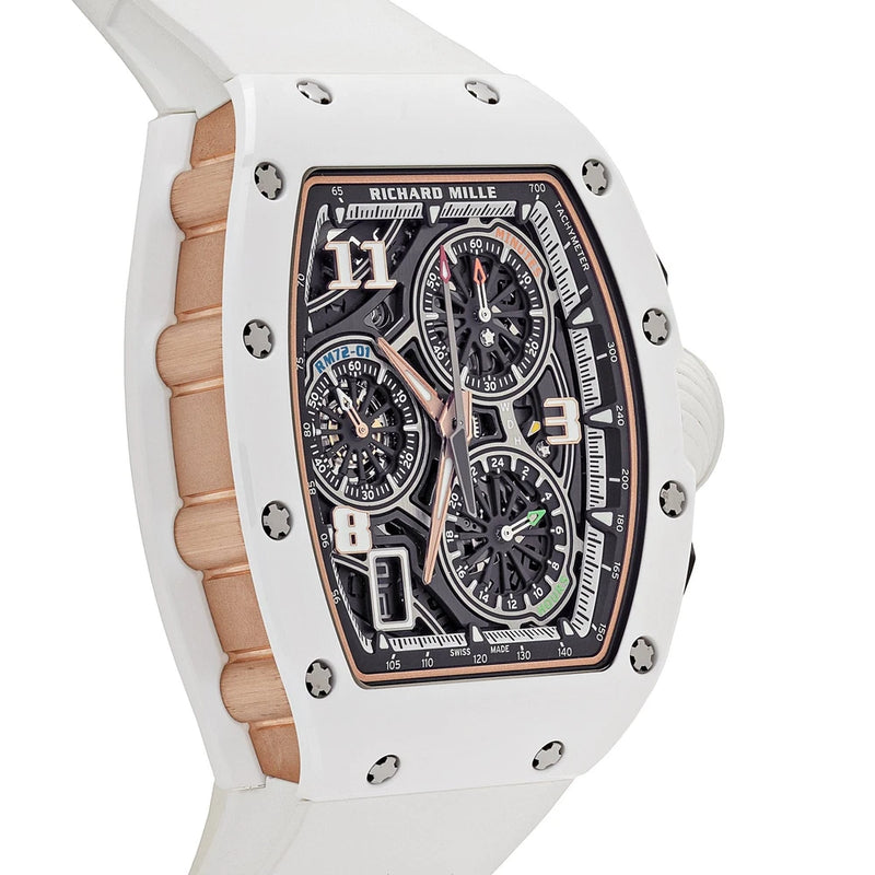 Cronógrafo interno Richard Mille RM 72-01 estilo de vida cerâmica branca-